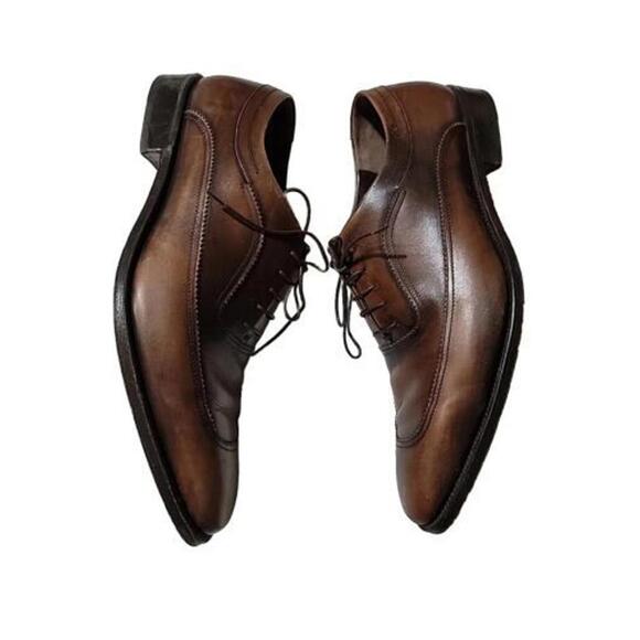 Salvatore Ferragamo Brown Size 10.5 EE Leather Laces OXFORDS Men\'s Shoes main image 6
